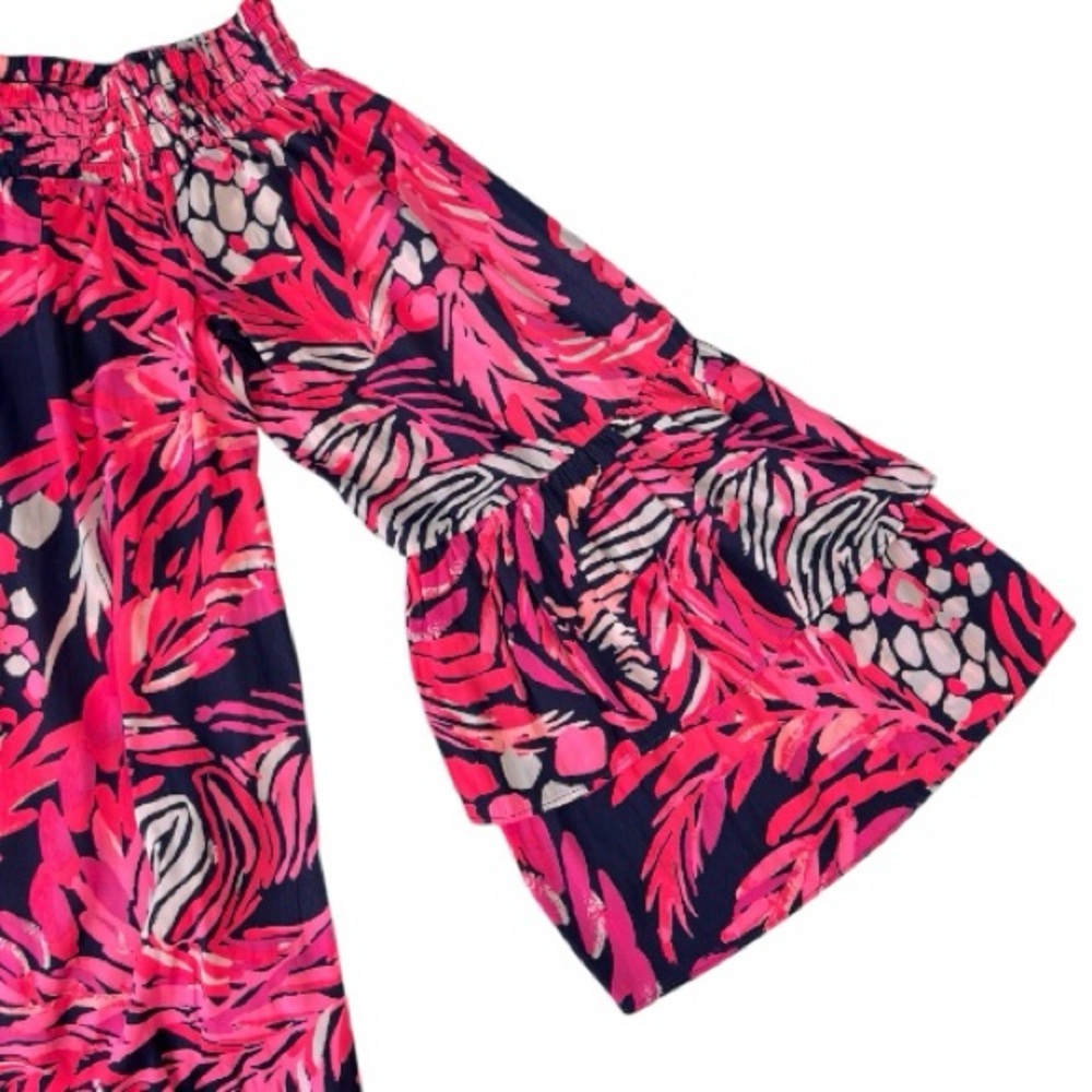 Lilly Pulitzer Tobyn Top It's A Jungle in Here Navy and Pink Size M - Picture 4 of 6